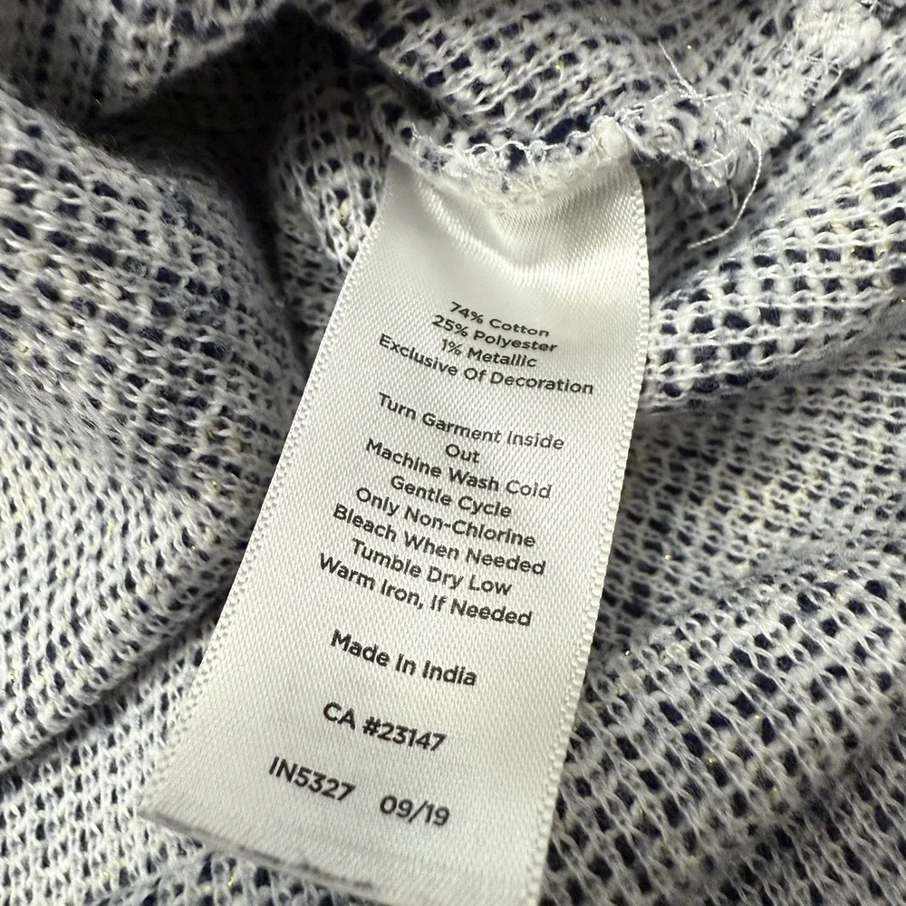 Talbots sweater women's 2X blue white marled abstract waves beach coast nautical